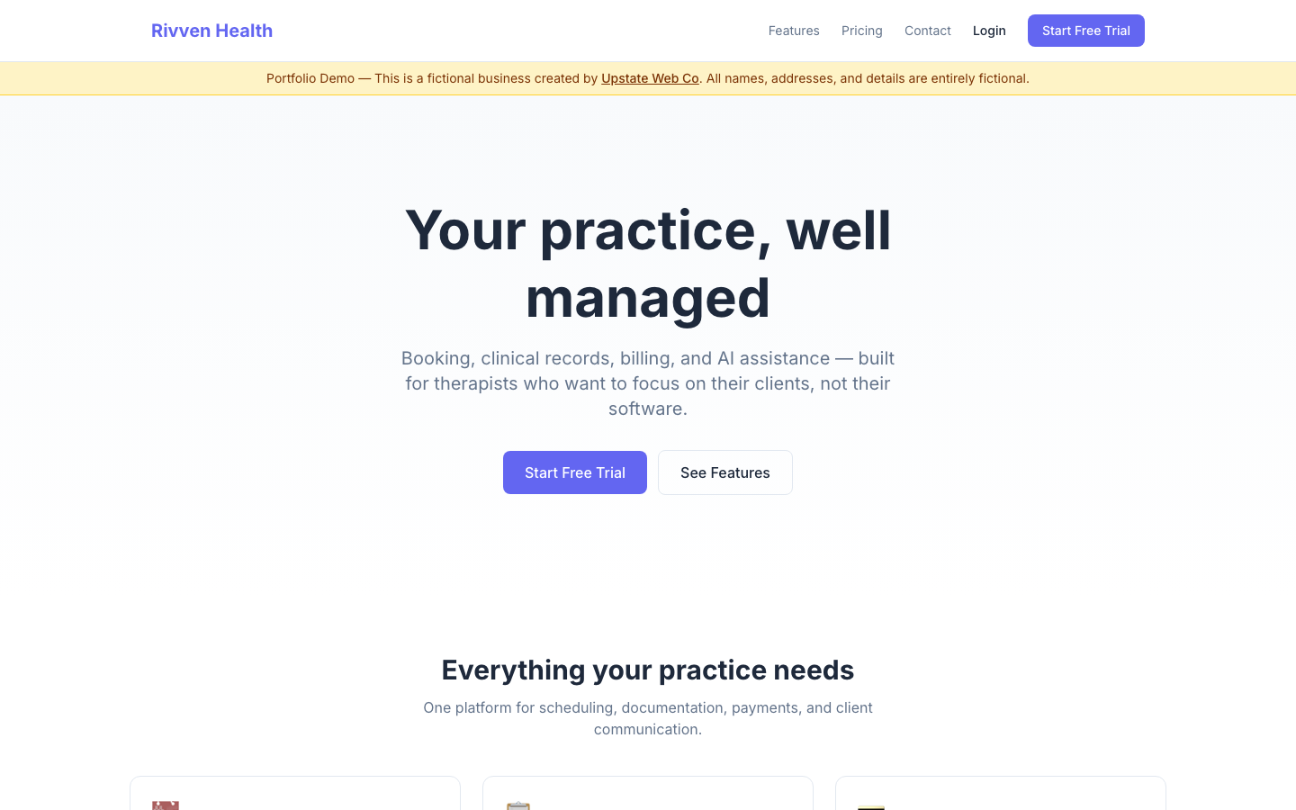 Rivven Health: Multi-Tenant Therapy Practice Platform