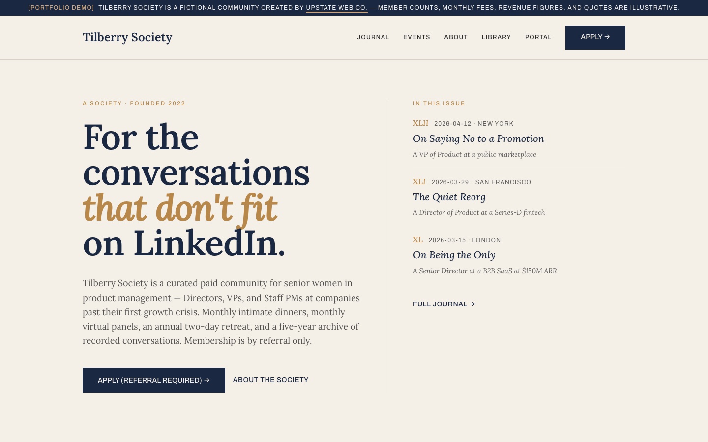 Tilberry Society: A Custom Membership Platform for an Invite-Only Community